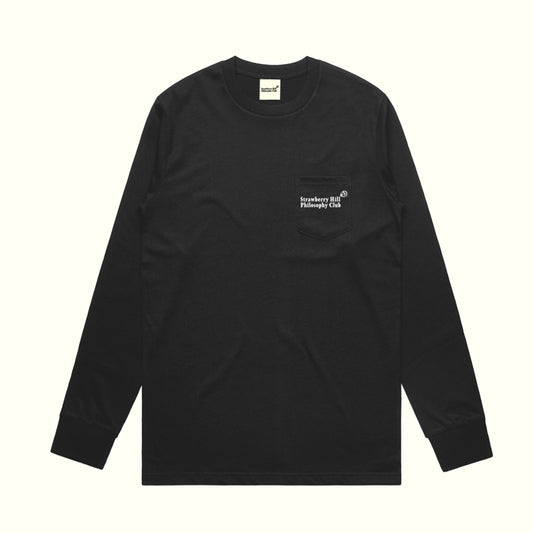 LONGSLEEVE LOGO POCKET TEE - BLACK